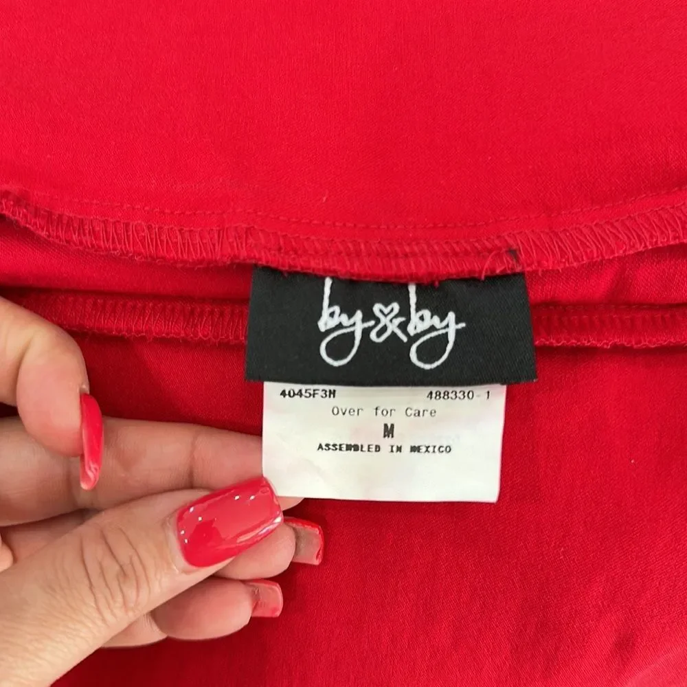 SOLID RED MIDI PENCIL SKIRT BACK SLIT SZ M STRECHY HIGT WAITS